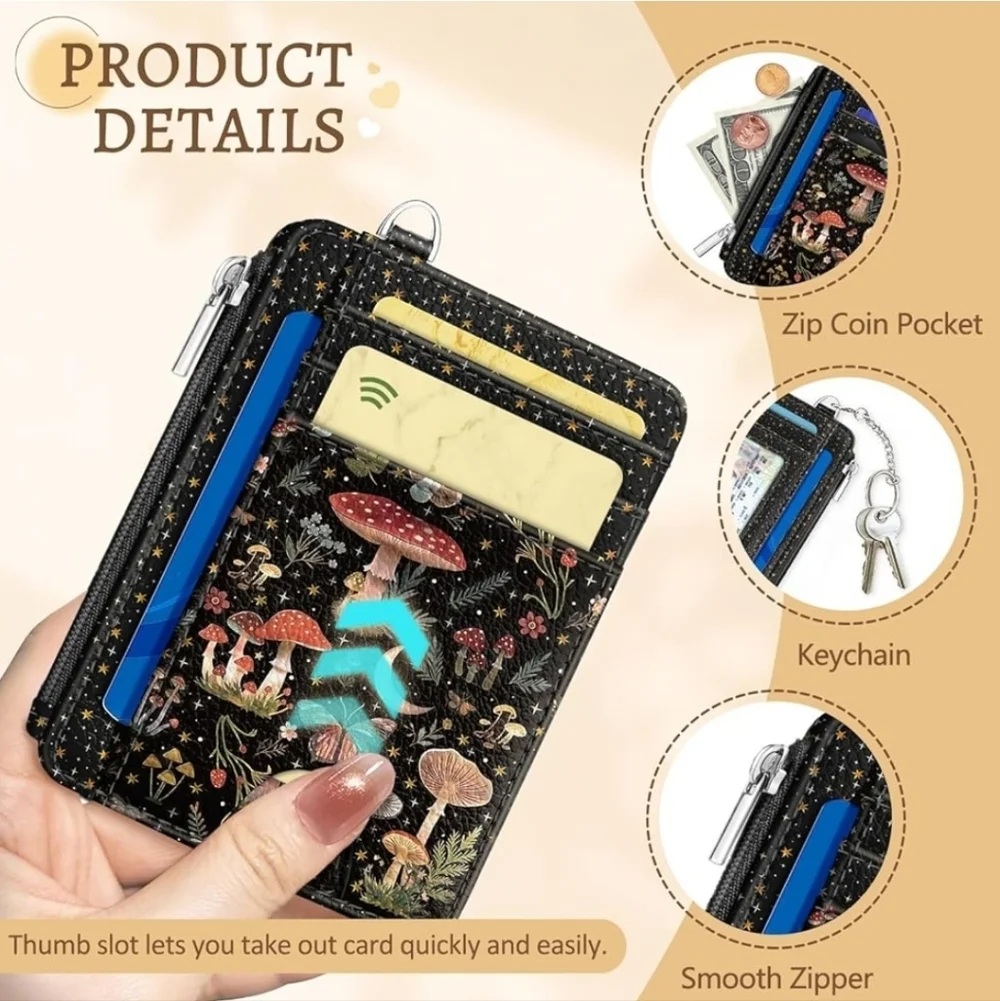 Black and Blue Card Organizer with Mushroom Design